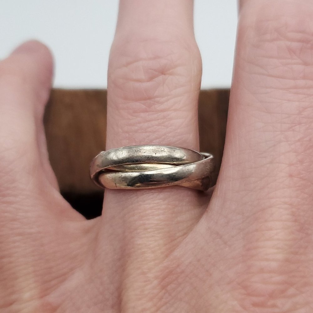 Size 6 925 Sterling Silver Very Tarnished Worn Triple Band Ring